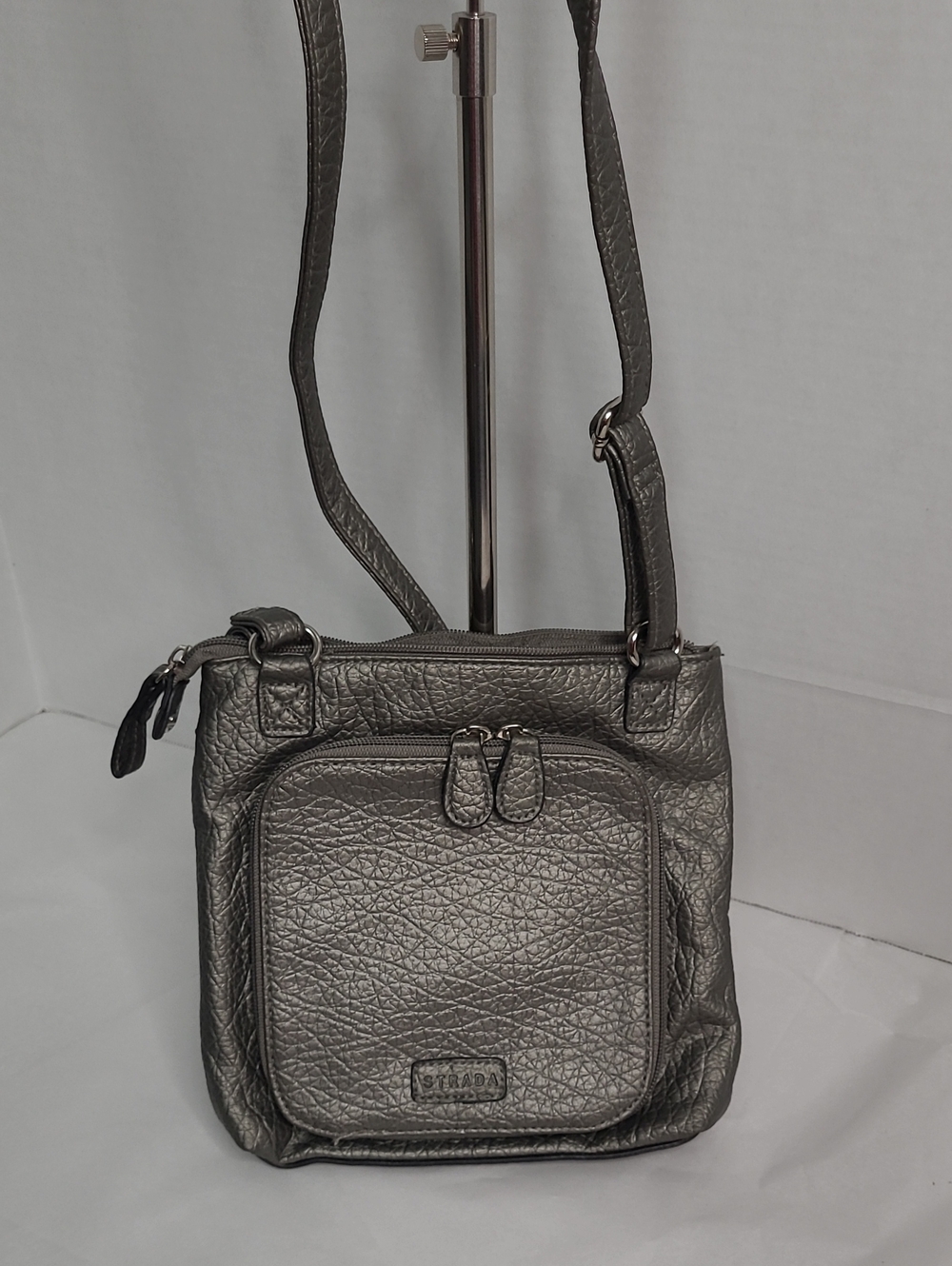 Strada Metallic Silver Crossbody Bag